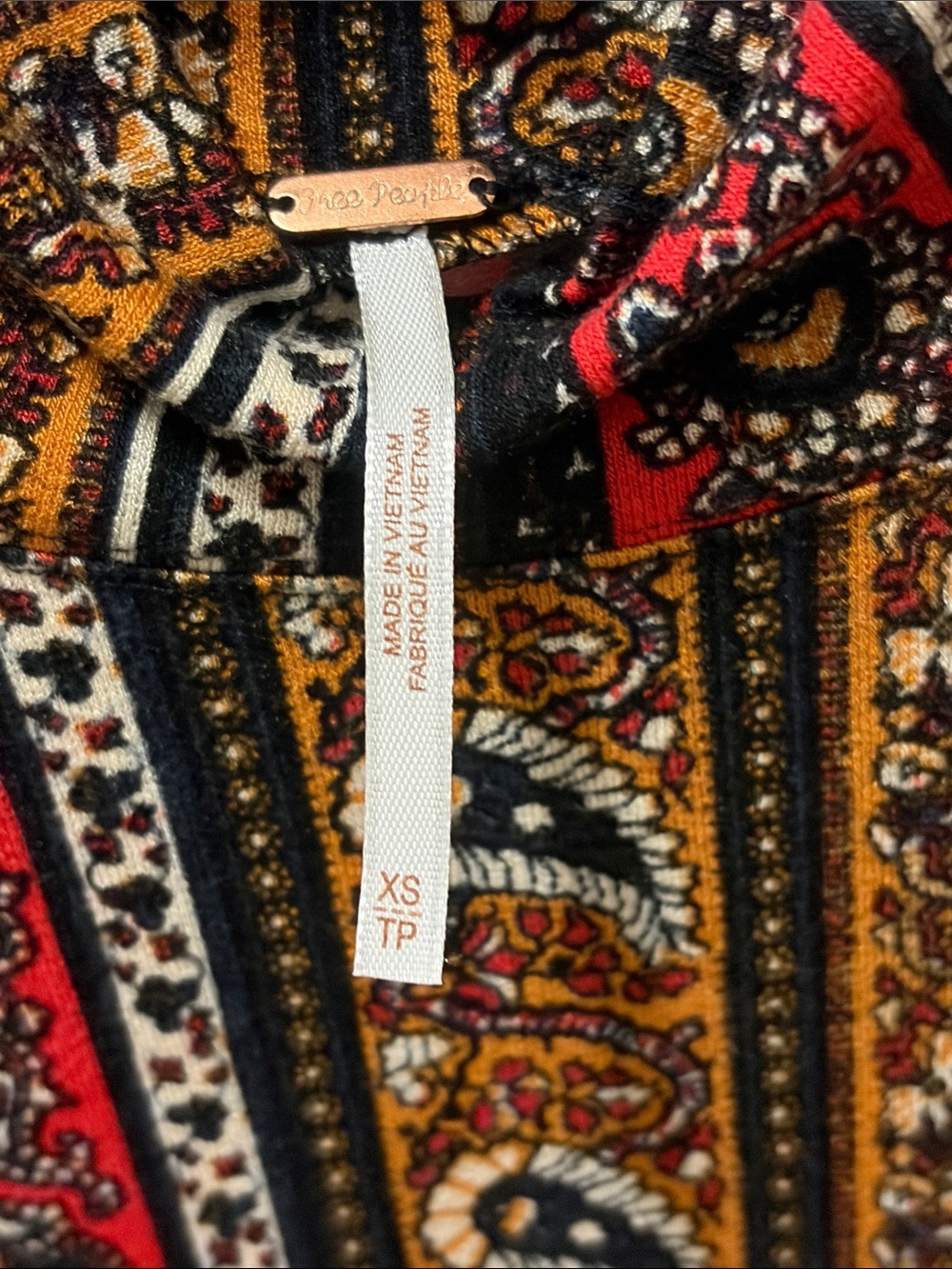 Free People Black Multicolor Striped Paisley Turtleneck Long Sleeve Top - Picture 3 of 3